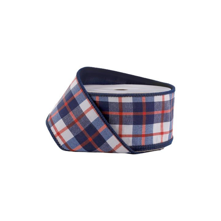 Red, White, & Blue Plaid Dupioni Wired Ribbon - 2.5" - Greenery MarketWired Ribbon9115W-036-63E