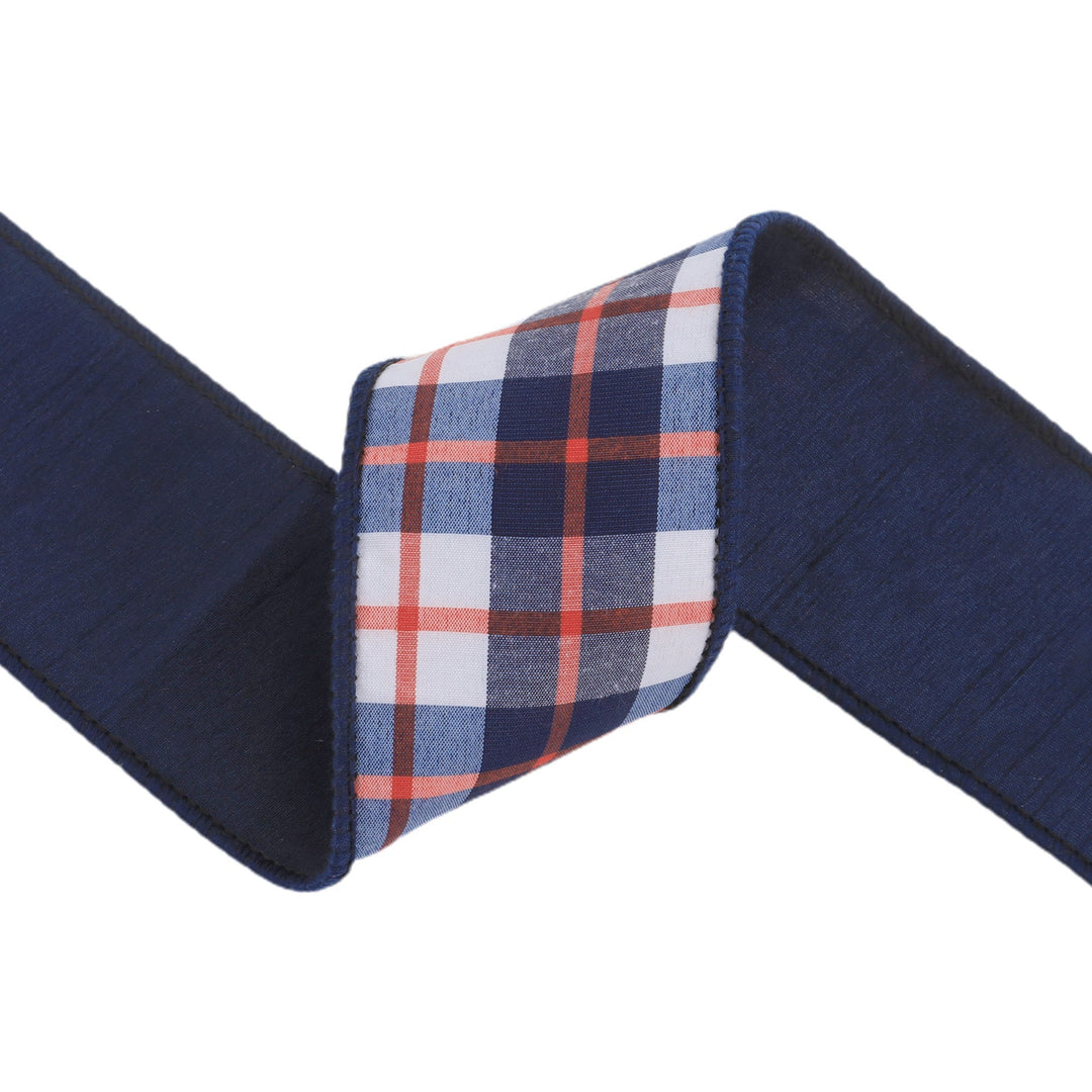 Red, White, & Blue Plaid Dupioni Wired Ribbon - 2.5" - Greenery MarketWired Ribbon9115W-036-63E