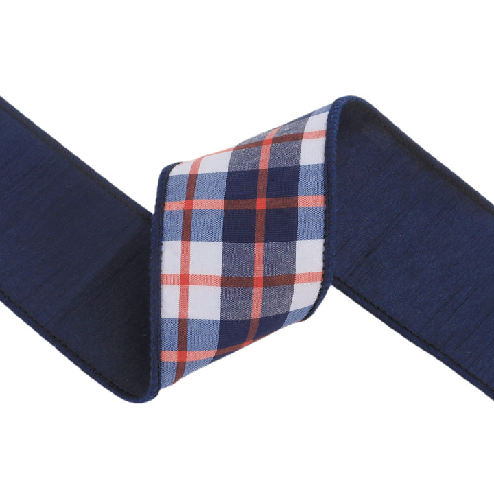 Red, White, & Blue Plaid Dupioni Wired Ribbon - 2.5" - Greenery MarketWired Ribbon9115W-036-63E