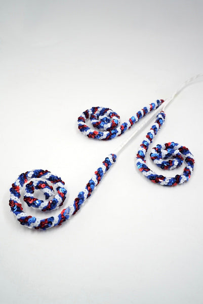 Red, White, & Blue Sequin Spiral Cury Spray - 28