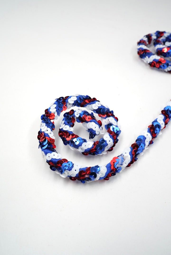 Red, White, & Blue Sequin Spiral Cury Spray - 28" - Greenery MarketArtificial Flowers74277RWB