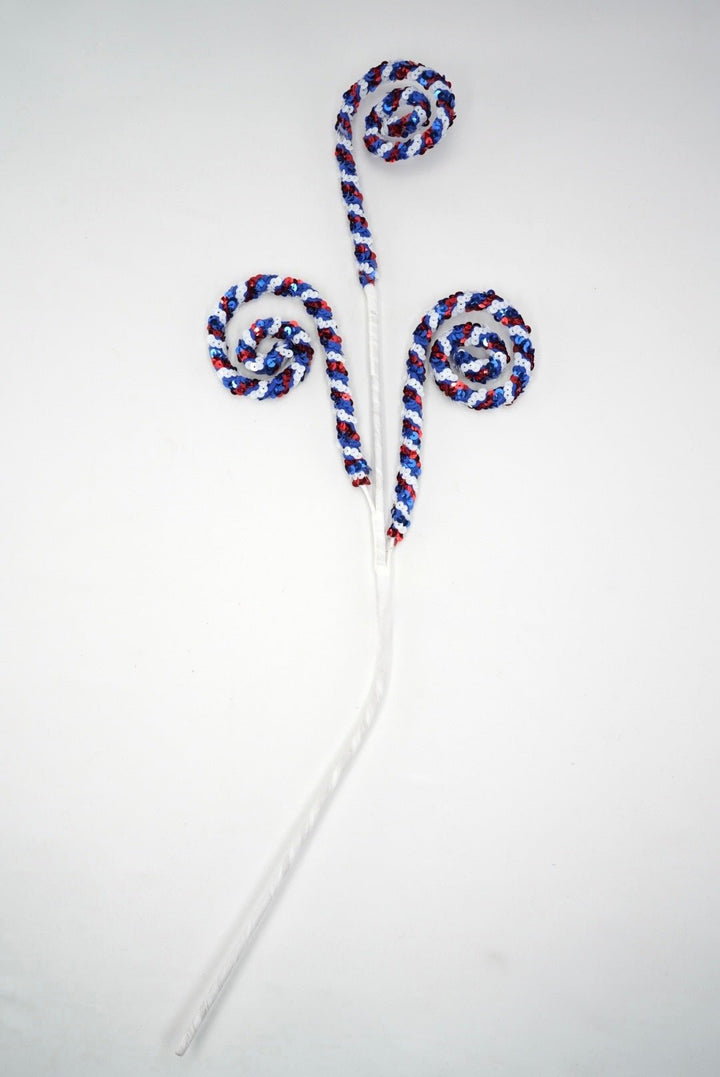 Red, White, & Blue Sequin Spiral Cury Spray - 28" - Greenery MarketArtificial Flowers74277RWB
