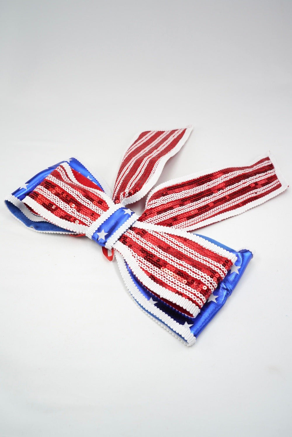 Red, White, & Blue Sequin Star Stripe Bow - Greenery MarketSeasonal & Holiday Decorations74278RWB
