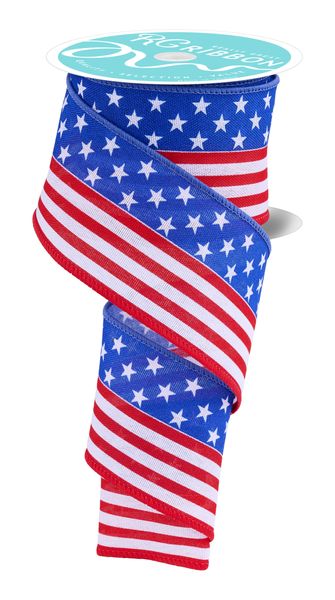 Red, White, & Blue Stars And Stripes Ribbon - 2.5" - Greenery MarketWired RibbonRGH1318A1