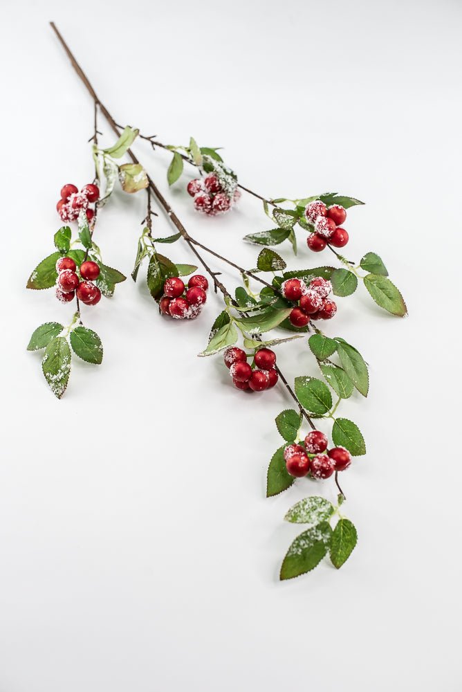 Red winter berry spray with snow - Greenery MarketXB582-R