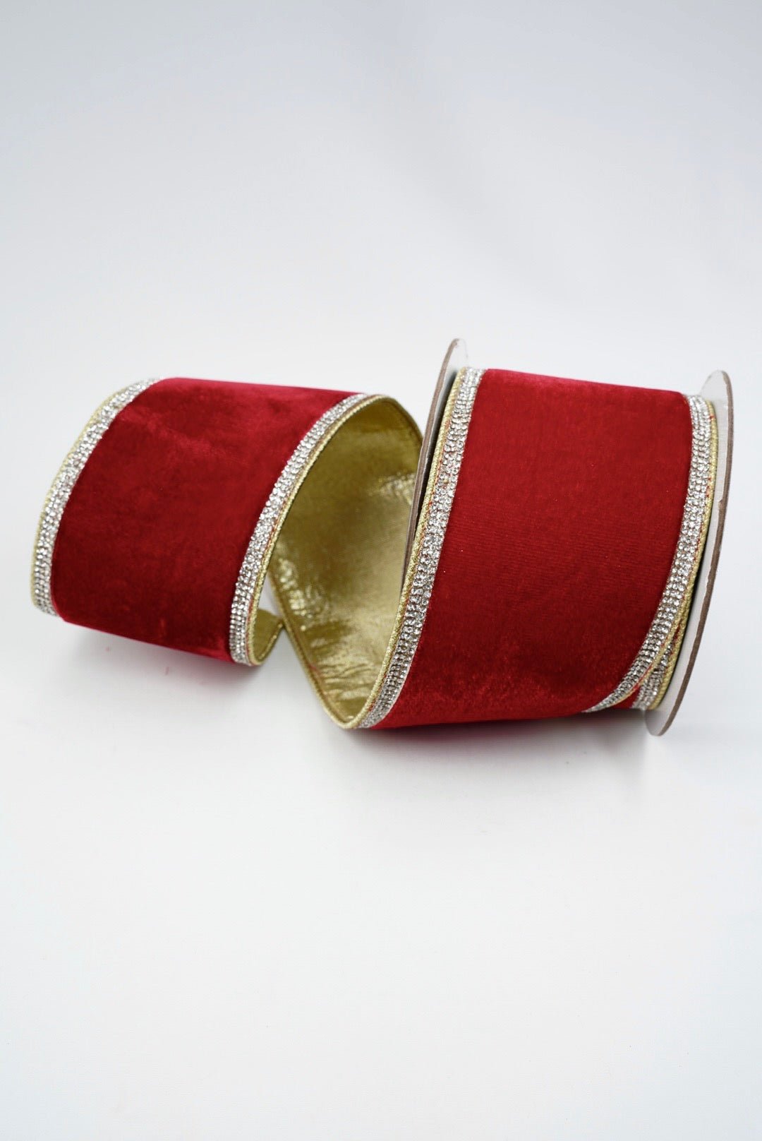 Red Winter Diamonds Farrisilk Wired Ribbon - 4" - Greenery MarketRK682-02