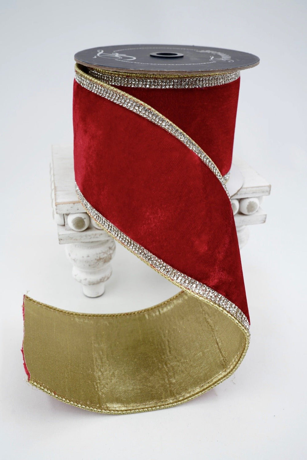 Red Winter Diamonds Farrisilk Wired Ribbon - 4" - Greenery MarketRK682-02