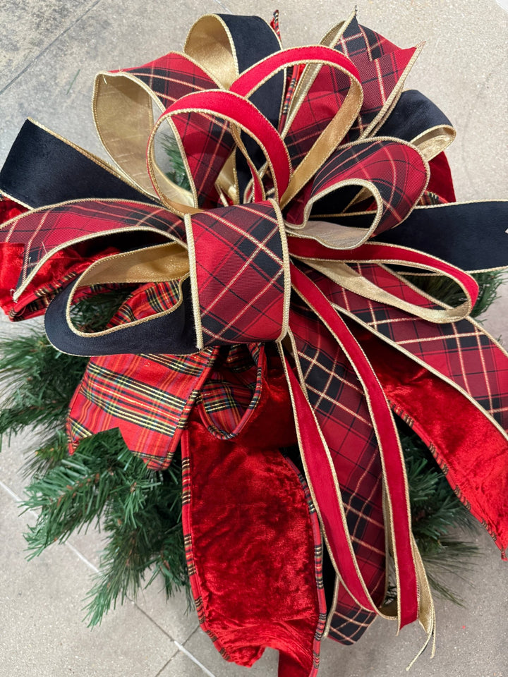 Red Wired Plush Velvet Ribbon - 4" - Greenery Market7415W - 250 - 100E