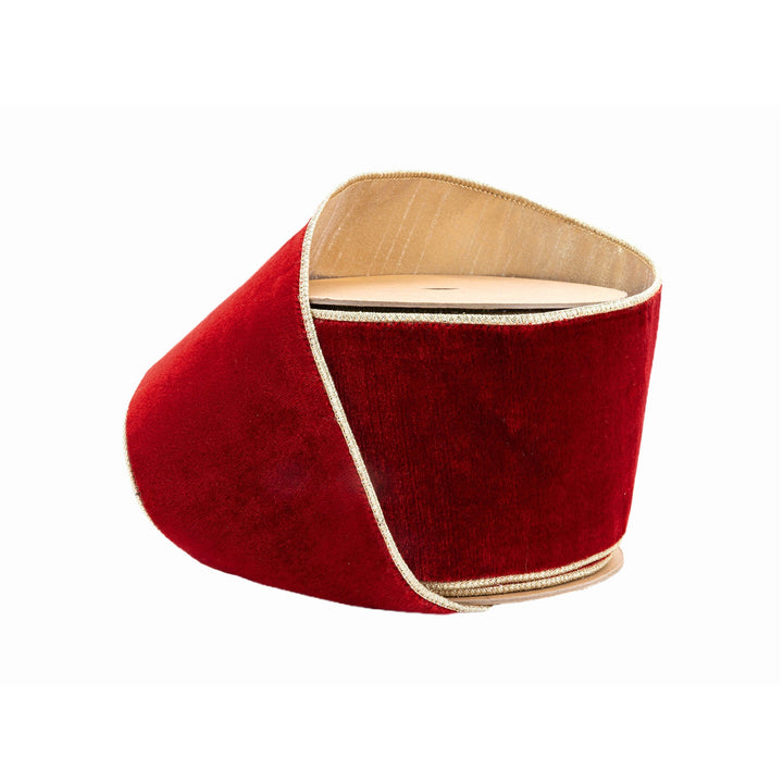 Red Wired Premium Velvet Ribbon - 4" - Greenery Market7416W - 260 - 100E