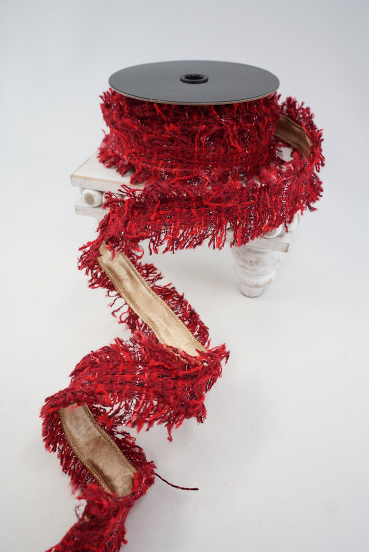 Red Wired Tweed Wired Ribbon - 2.5" - Greenery MarketWired Ribbon208245