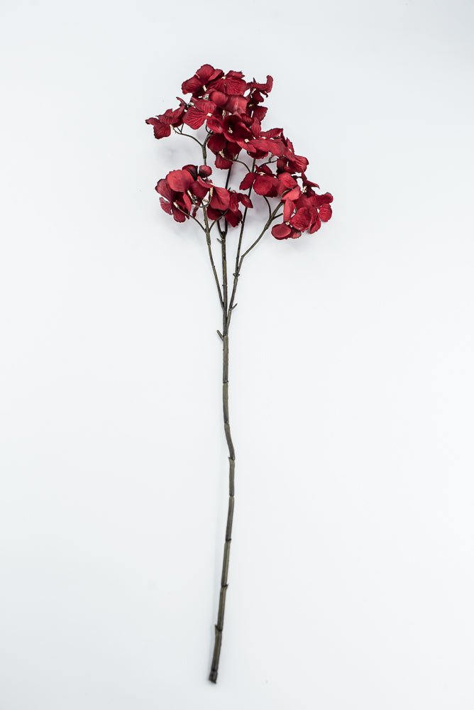 Red With Faux Diamonds, Velvet Hydrangea Spray - 24" - Greenery MarketXFS799-RE/BU