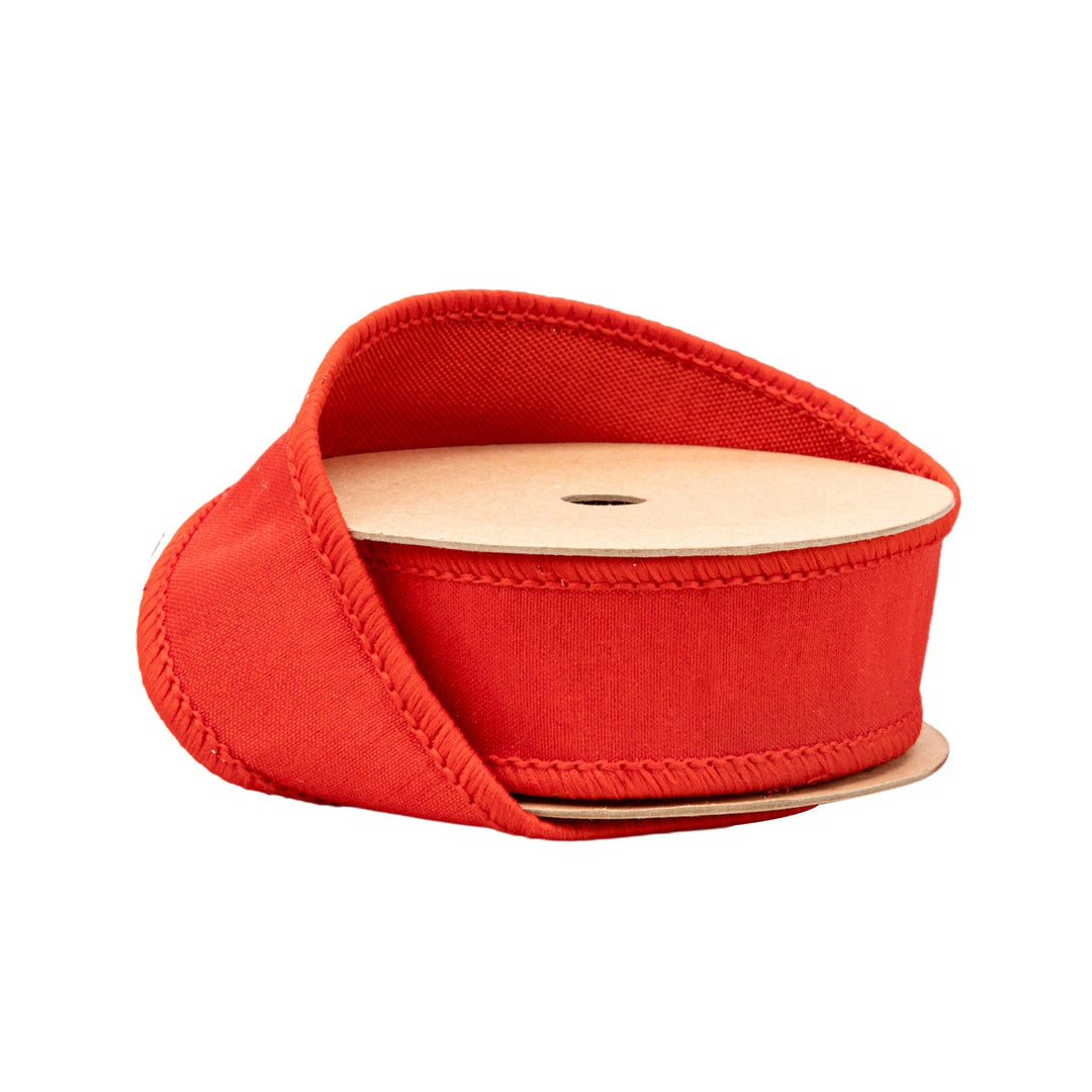 Red with Metallic Fused Backing Wired Dupioni Ribbon - 1" - Greenery MarketWired Ribbon9122W-250-25E