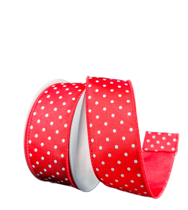 Red with white polka dots ribbon 1.5" - Greenery MarketWired ribbon42419 - 09 - 12