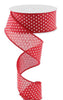 Red with white raised dots ribbon 1.5" - Greenery MarketWired ribbonRG0165124