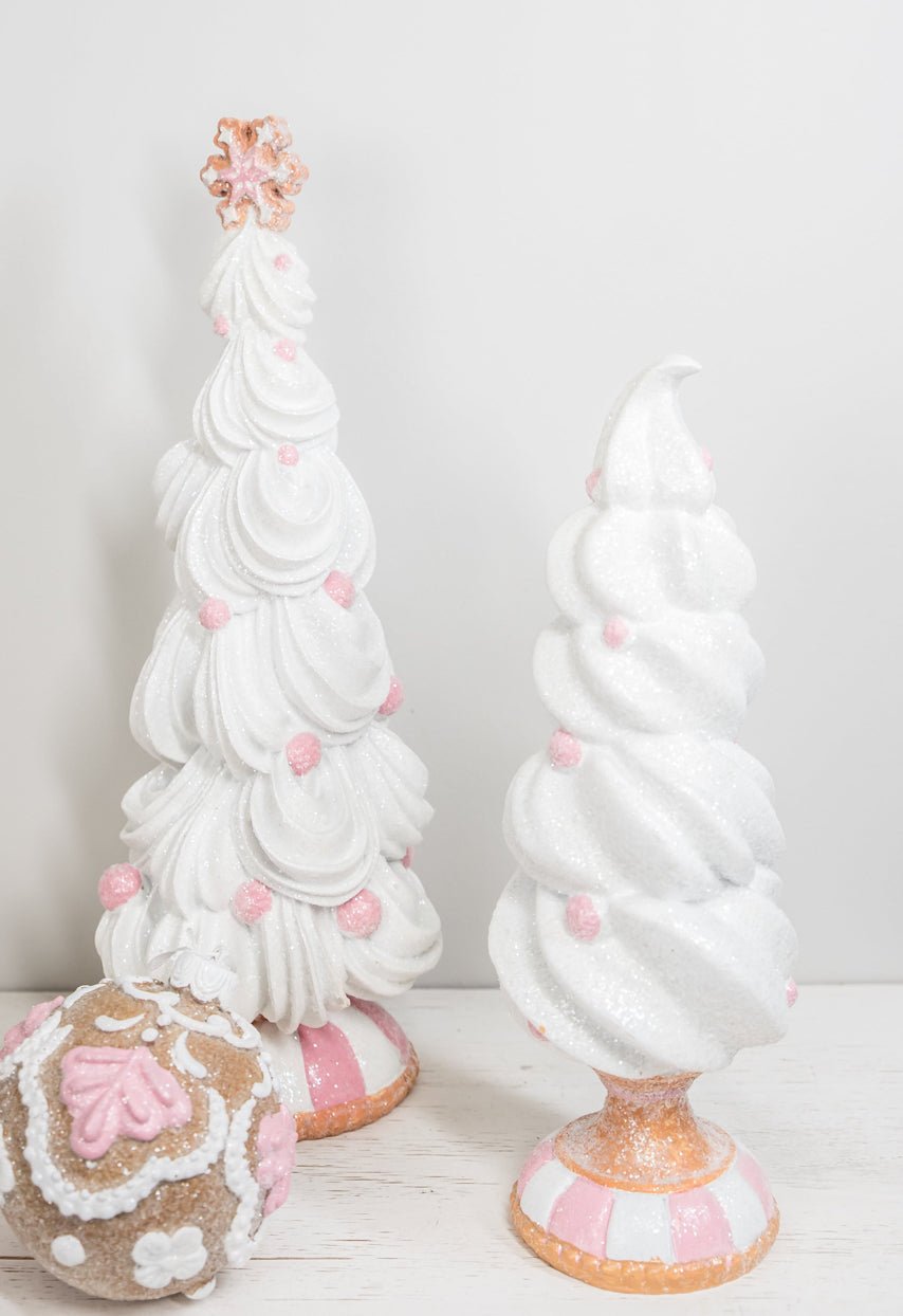 White outlet Frosted Gingerbread Trees - Set of x2