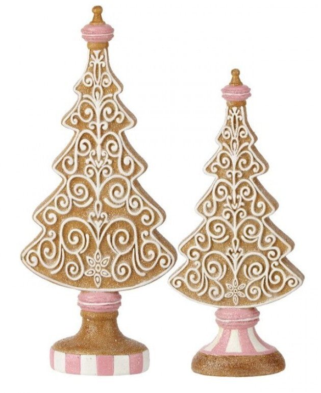 Resin frosted gingerbread trees - set of 2 - Greenery MarketHome decorMTX73328 PKMU