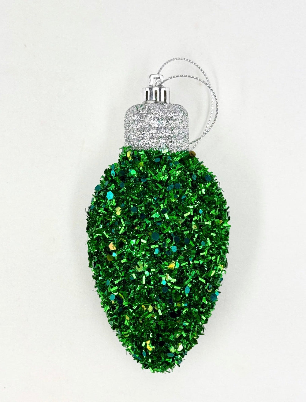 Retro Green Tinsel Light Bulb Ornament 5” - Greenery MarketMtx59548 Green