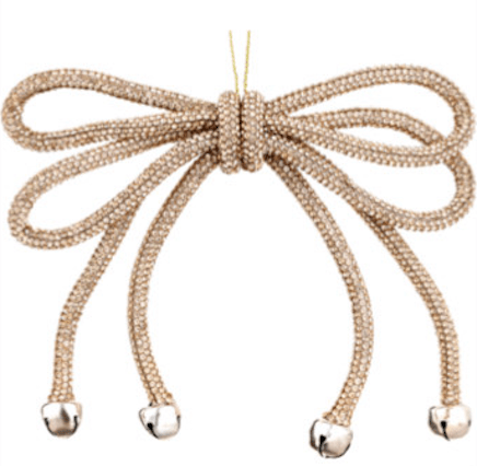Rose’ Gold Sparkle Bow Ornament - 5.5" - Greenery MarketXN4954-RO/GO