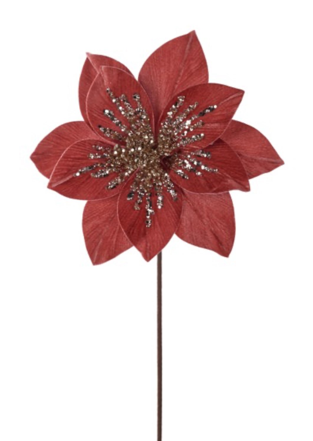 Rose velvet poinsettia stem - Greenery MarketXS401565