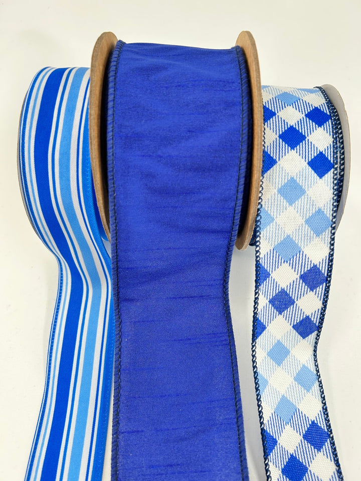 Royal Blue Bow Bundle x 3 wired ribbons - Greenery MarketWired ribbonRoyalBx3