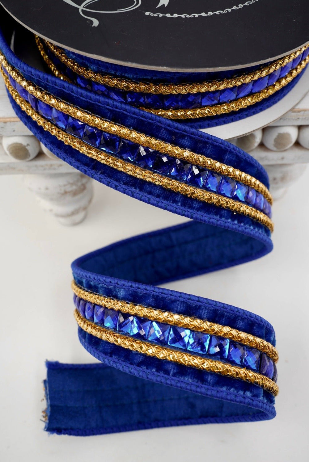 Royal Blue Gemstones Farrisilk Wired Ribbon - 1.5" - Greenery MarketRG250-26