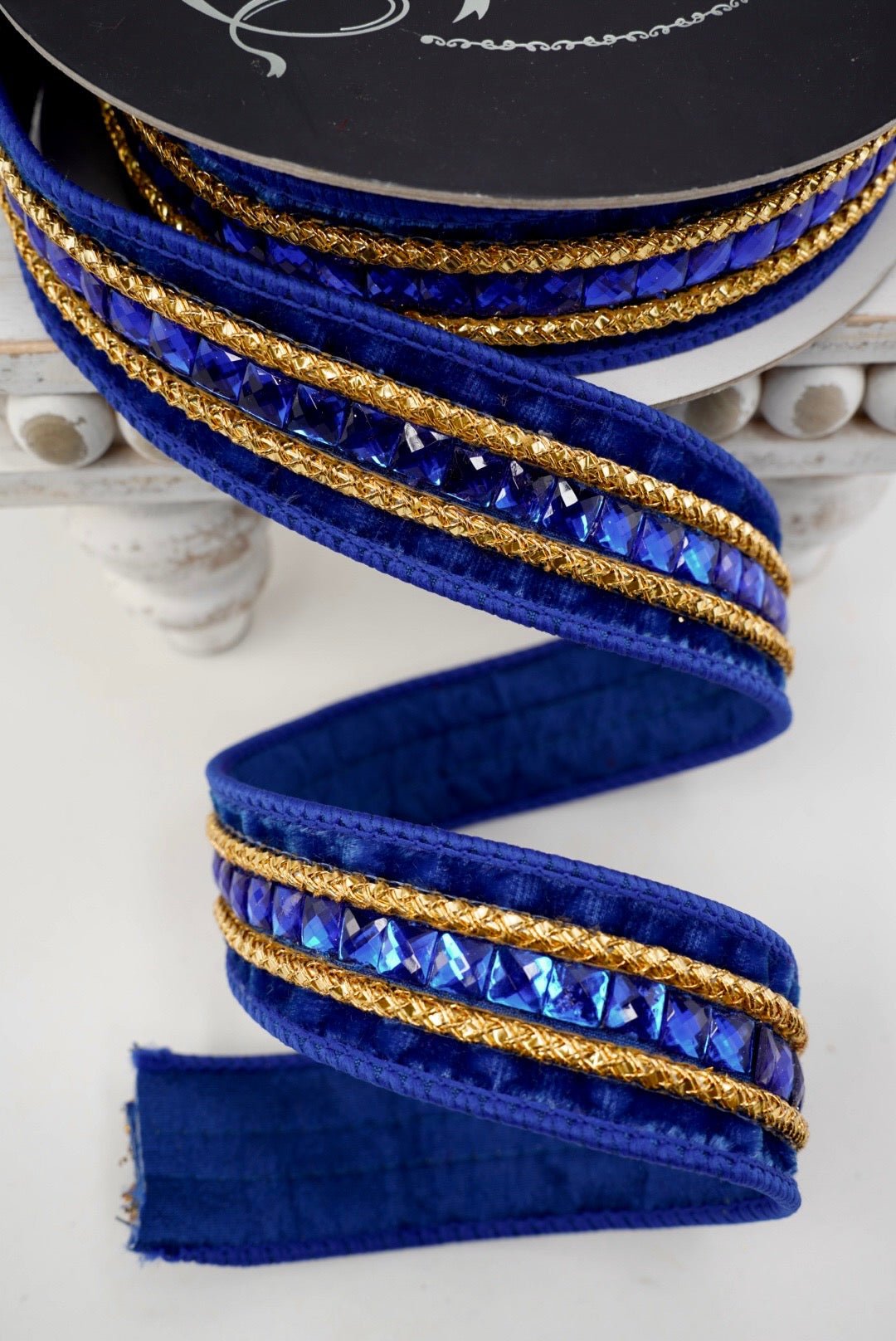 Royal Blue Gemstones Farrisilk Wired Ribbon - 1.5" - Greenery MarketRG250-26
