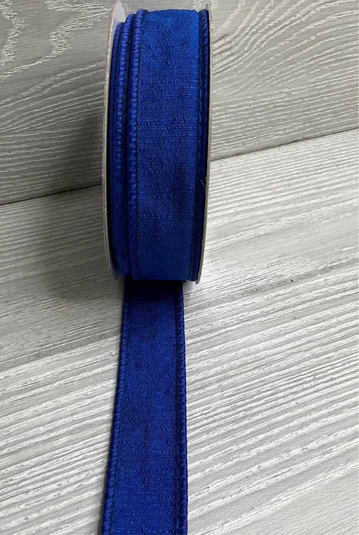 Royal blue shabby silk 1” farrisilk wired ribbon - Greenery MarketRibbons & TrimRK114-25