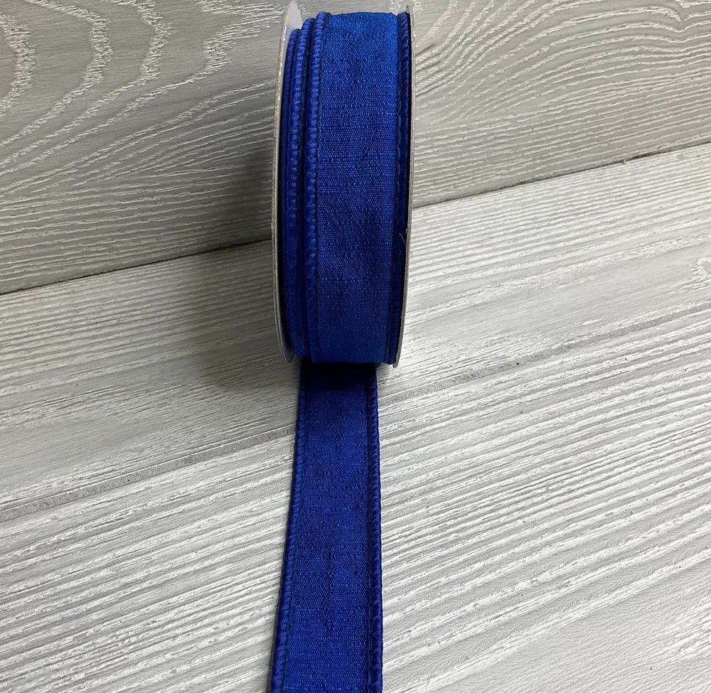 Royal blue shabby silk 1” farrisilk wired ribbon - Greenery MarketRibbons & TrimRK114-25