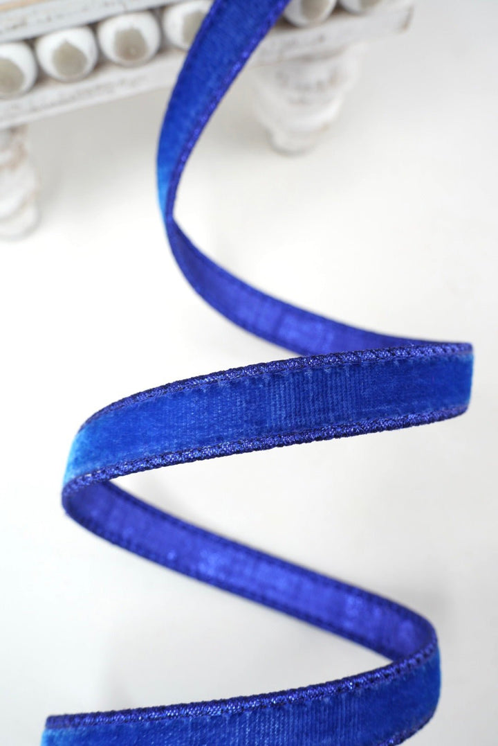 Royal Blue Velvet Luster Farrisilk Wired Ribbon - .75" - Greenery MarketRibbons & TrimRV000-26