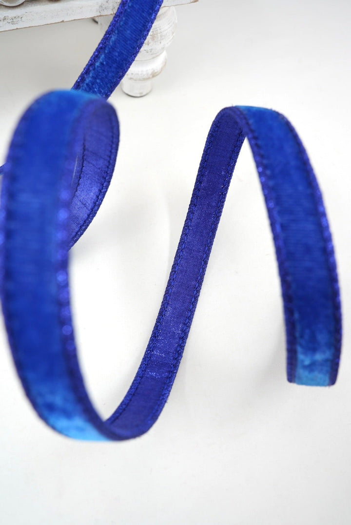 Royal Blue Velvet Luster Farrisilk Wired Ribbon - .75" - Greenery MarketRibbons & TrimRV000-26