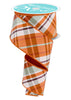 rust and clover green plaid with solid red fused back 2.5” wired ribbon - Greenery MarketWired ribbonRGX0116AK