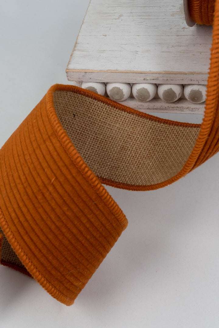Rust Corduroy with Natural Jute Double Fused - 2.5" - Greenery Market15065RU