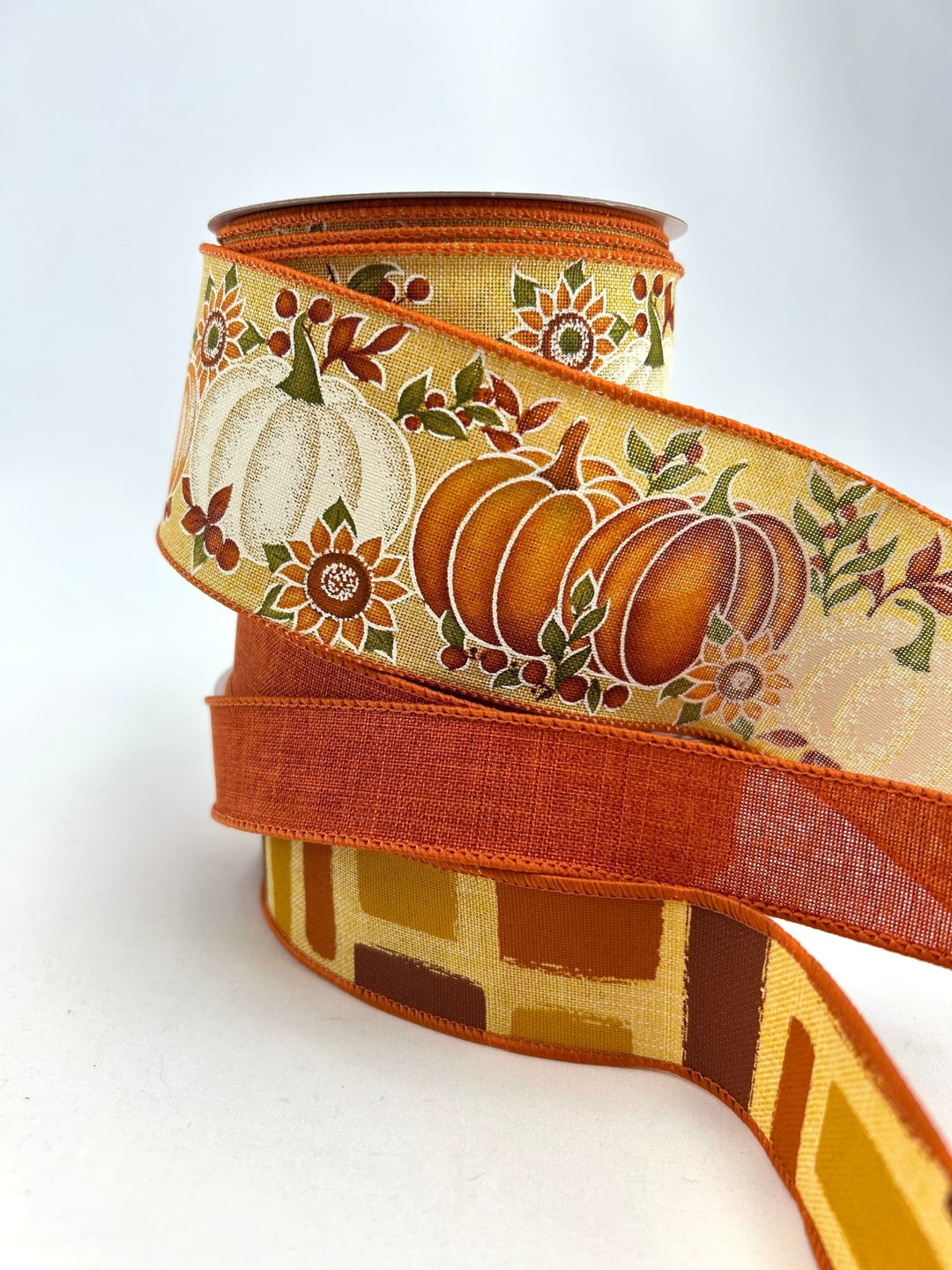 Rust Mustard Pumpkin Bow Bundle x 3 Ribbons - Greenery MarketRustMustardX3