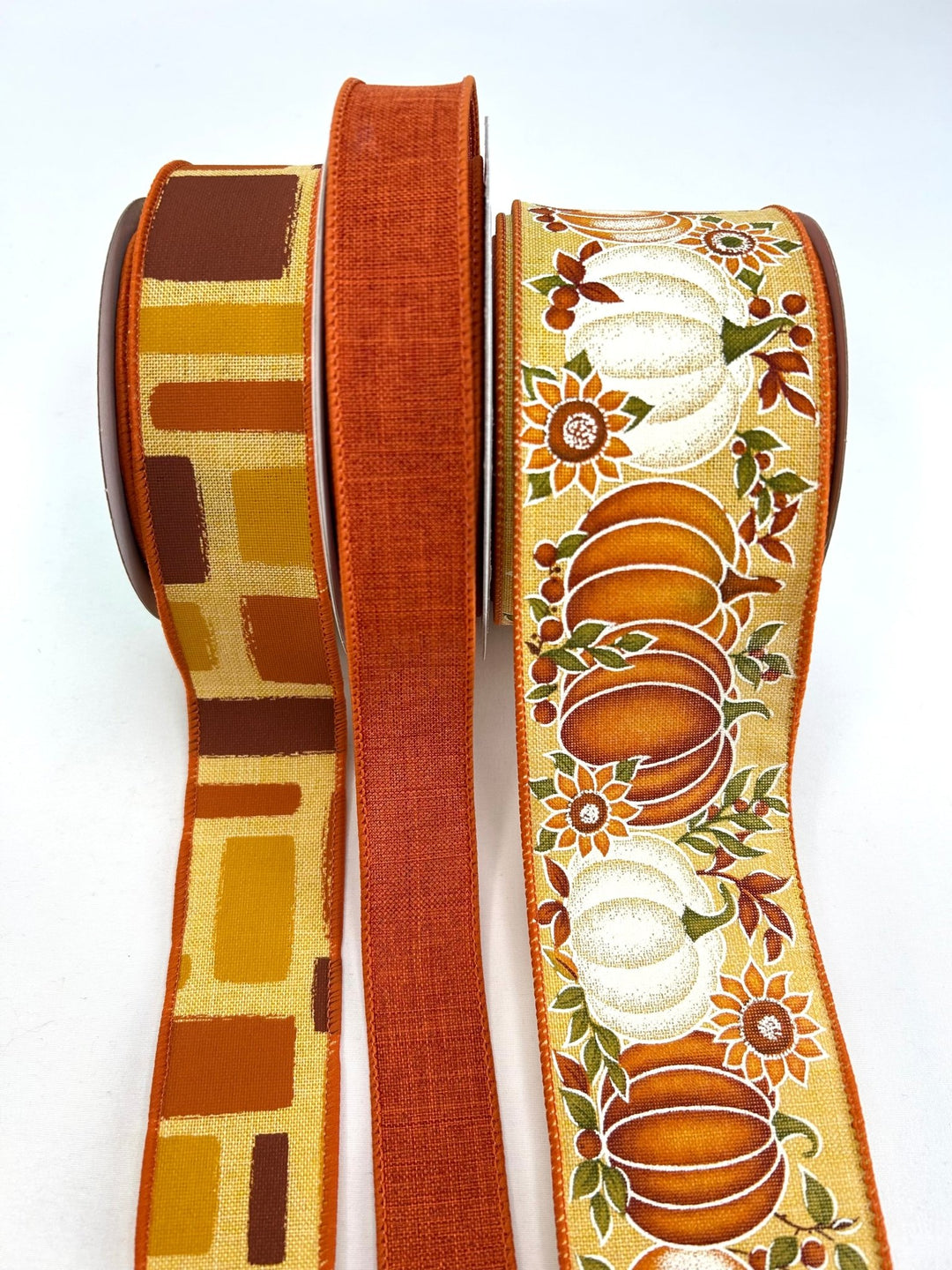 Rust Mustard Pumpkin Bow Bundle x 3 Ribbons - Greenery MarketRustMustardX3