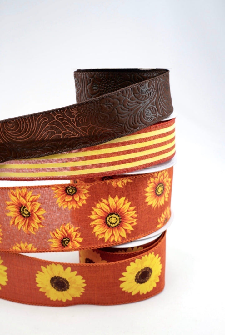 Rust Sunflower Bow Bundle x 4 Ribbons - Greenery Market