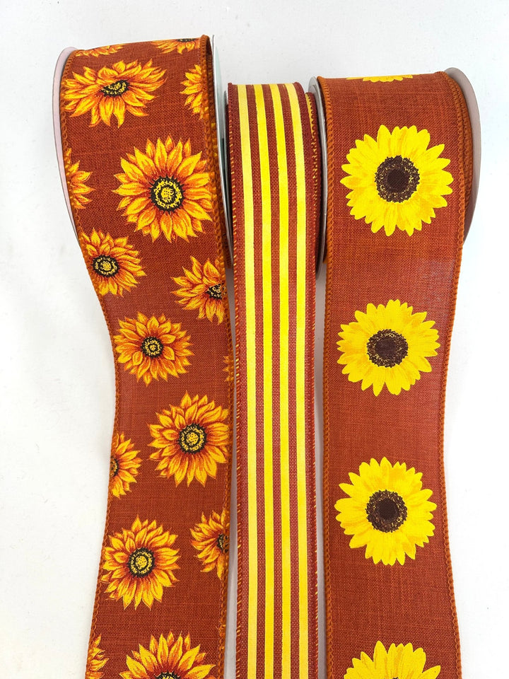 Rusty Sunflower Bow Bundle x 3 Ribbons - Greenery MarketRustSunX3