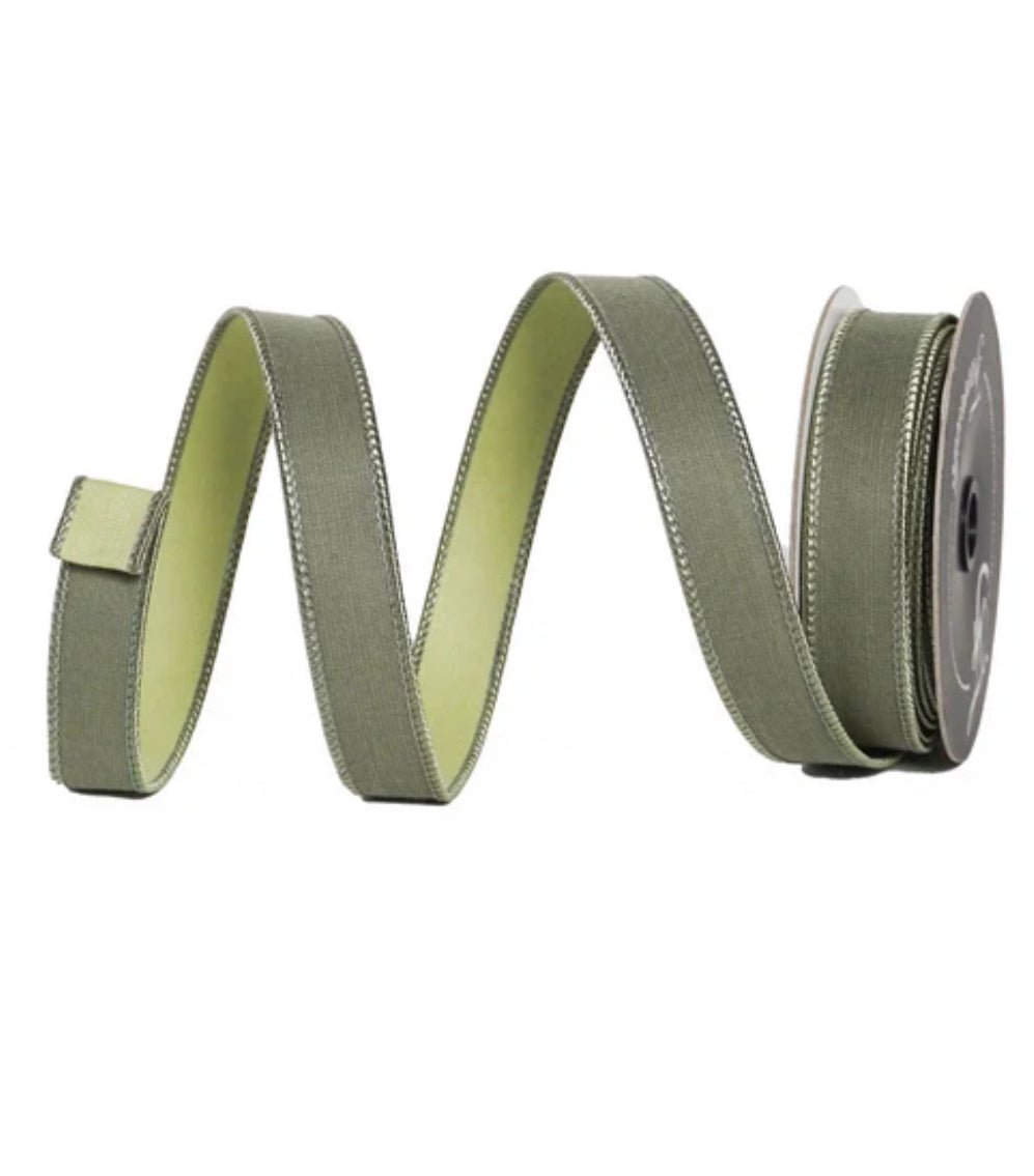 Sage Green Linen Tones Farrisilk Wired Ribbon - 2.5" - Greenery MarketSR120-85