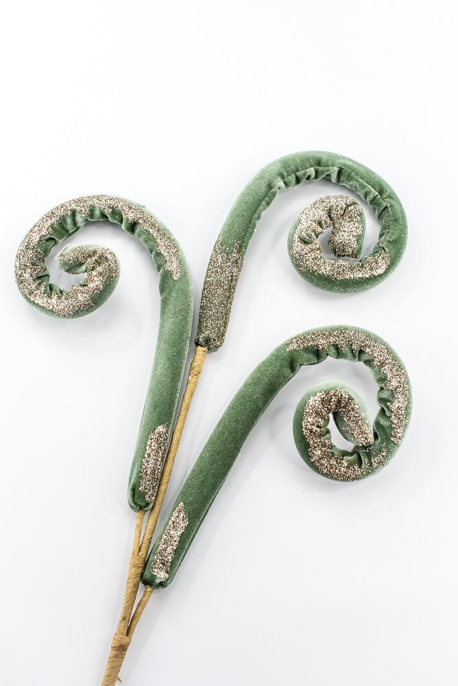 Sage Green Velvet Spiral Curly Spray - 28" - Greenery MarketSeasonal & Holiday Decorations86750SAGE