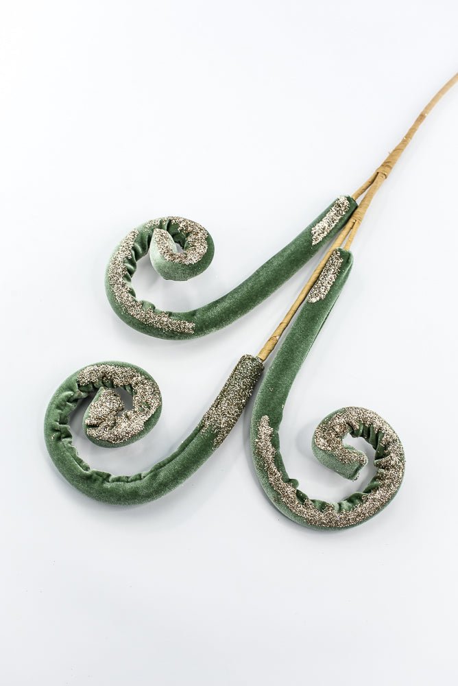 Sage Green Velvet Spiral Curly Spray - 28" - Greenery MarketSeasonal & Holiday Decorations86750SAGE