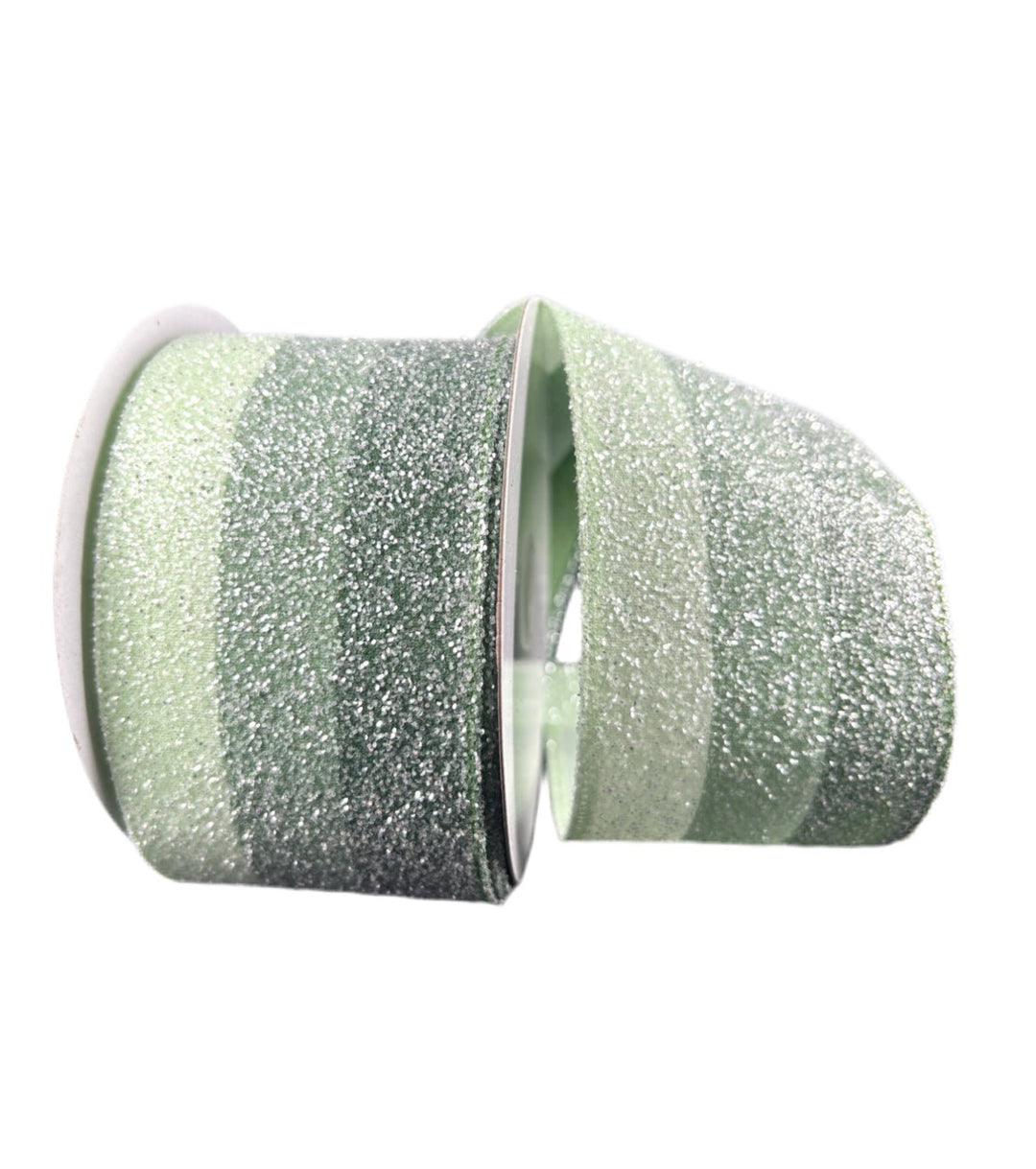 Sage moss and mint green wired ribbon, 2.5" - Greenery MarketWired ribbon76358 - 40 - 08