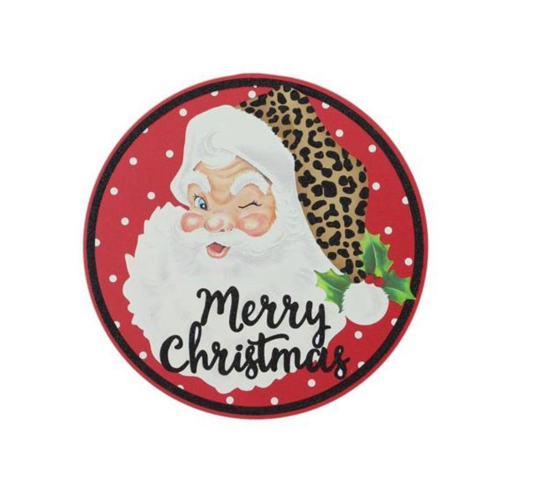 Santa sign - 12” round metal signs - Greenery MarketSeasonal & Holiday DecorationsMD0736