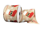 Santa stocking wired ribbon 2.5” - Greenery MarketWired ribbon75203-40-01