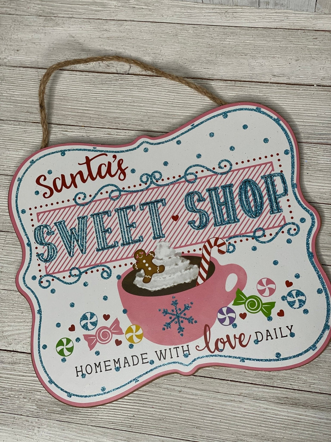 Santa’s sweet shop sign - Greenery Marketsigns for wreathsAP8855