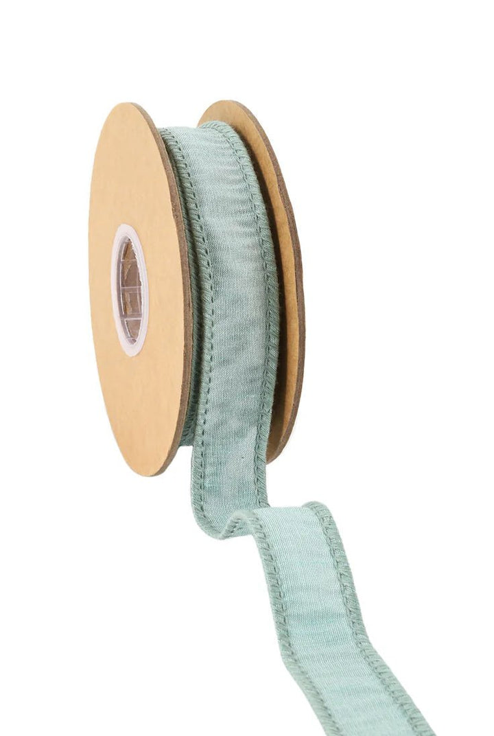Market Ribbon Seafoam Dupioni Wired Ribbon 1