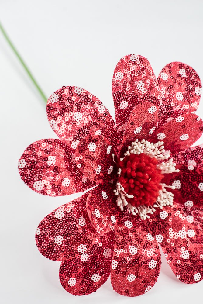 Sequin Polkadot Flower Stem - Greenery Market63609RD
