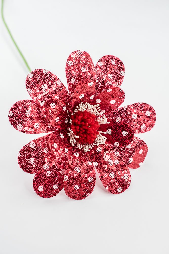 Sequin Polkadot Flower Stem - Greenery Market63609RD