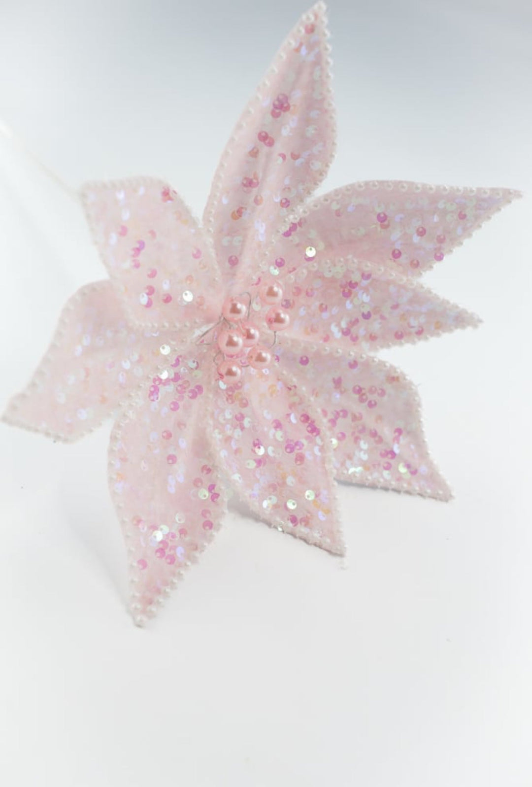 Sequins, glitter, and beads poinsettia stem - Greenery MarketWinter and ChristmasMTX66875