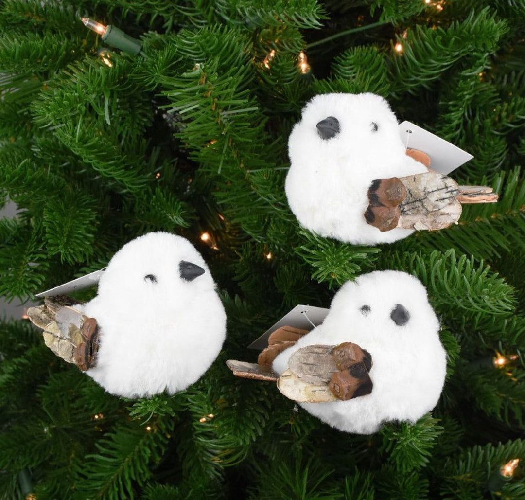 Set of 3 - 4” white birds - Greenery Market155459