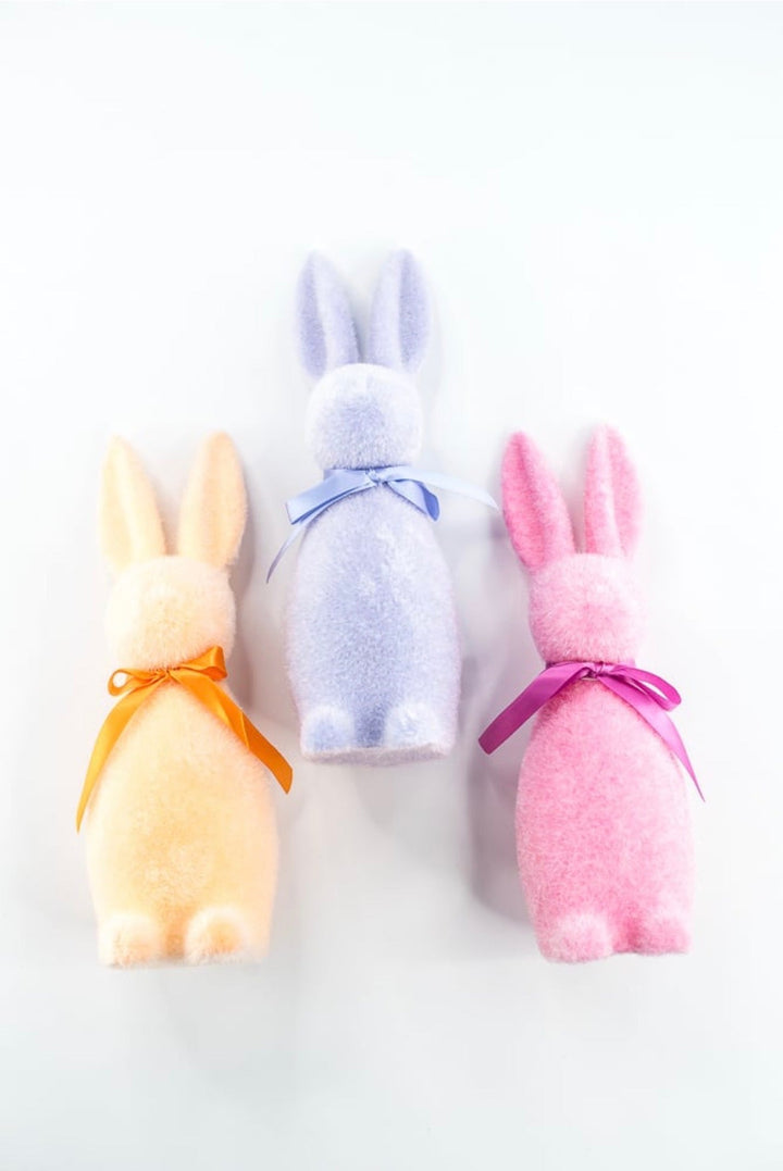 Sherbet Flocked Bunny - 11.5" Choose Color - Greenery Market4540711-PINK