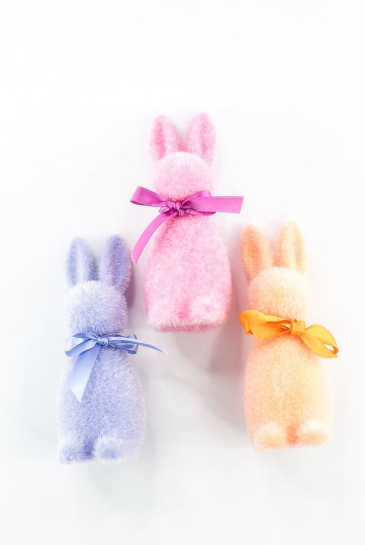 Sherbet Flocked Bunny - 6" SET of 3 - Greenery Market4540716